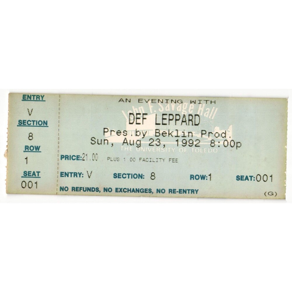 Vintage 1992 Def Leppard Concert Ticket Stub Toledo OH